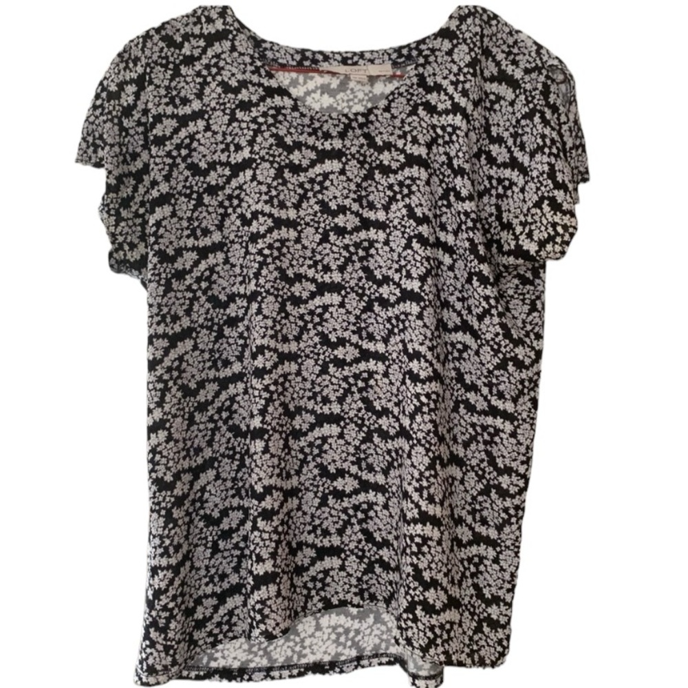 Black and white patterned blouse from the Loft